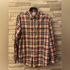 Brooks Brothers Navy and Orange Plaid Shirt